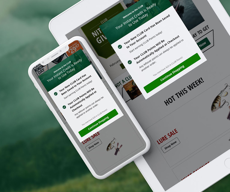 Instant credit screen on mobile and tablet