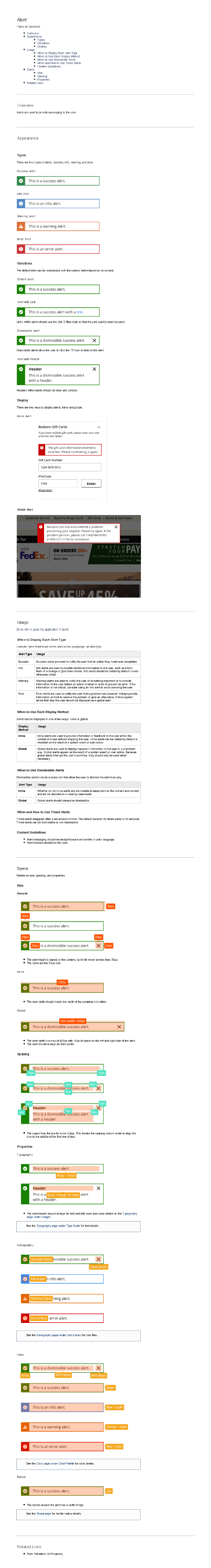UX Standards - Alert Page