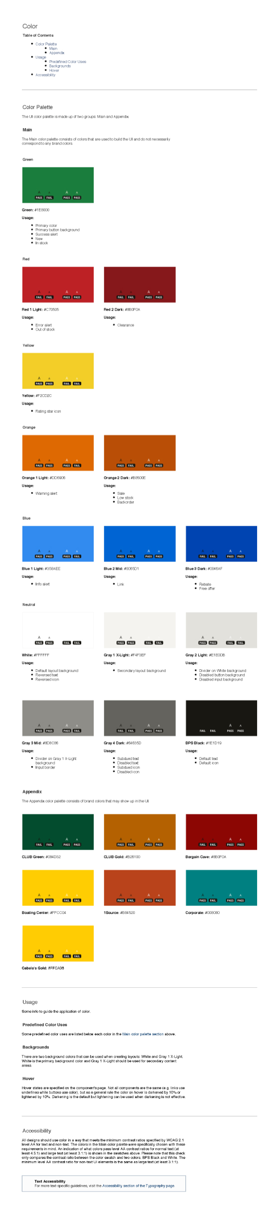 UX Standards - Color Page