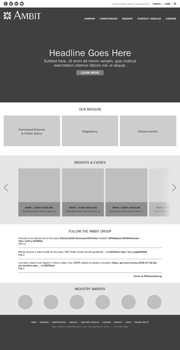 Home Page Low-Fidelity Wireframe, Round 1 Version 1