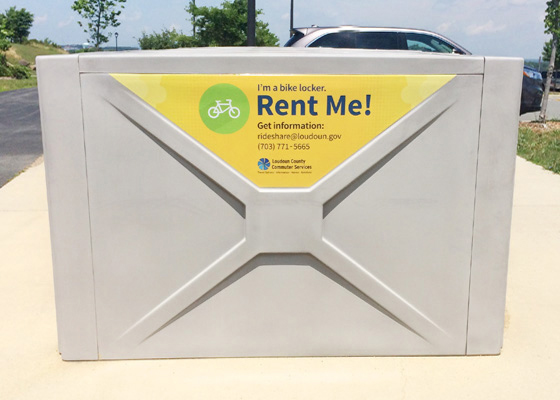 Small Yellow Bike Locker Decal on the Locker