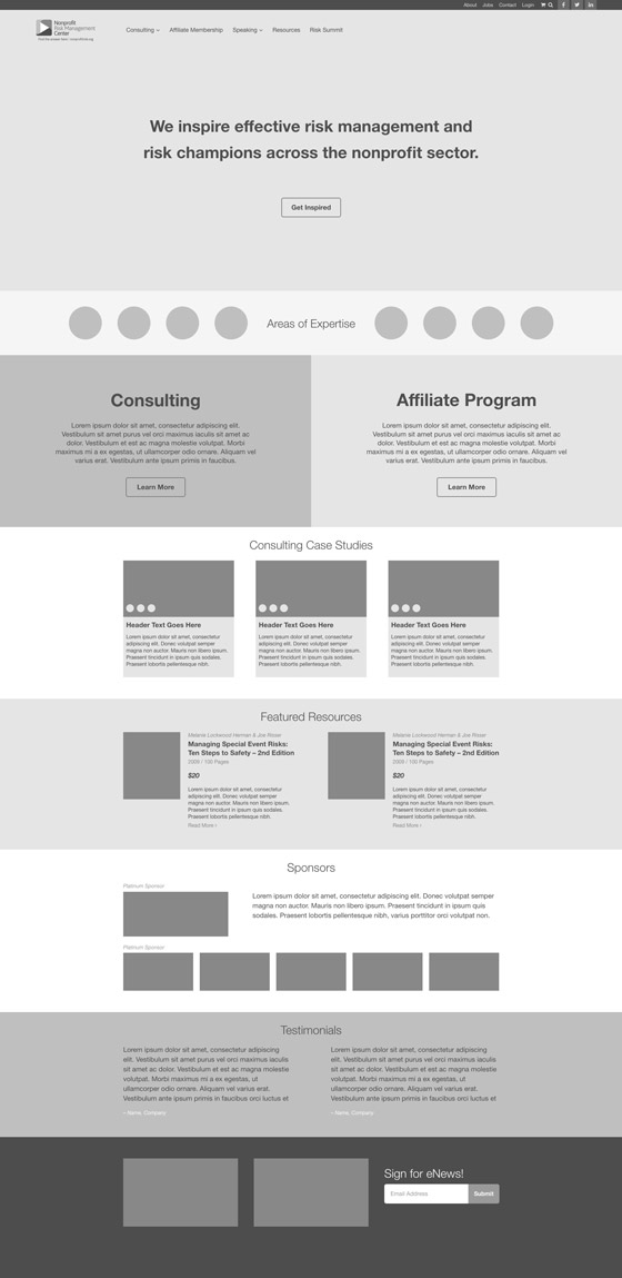 Home Page Wireframe, Round 1 Version 2