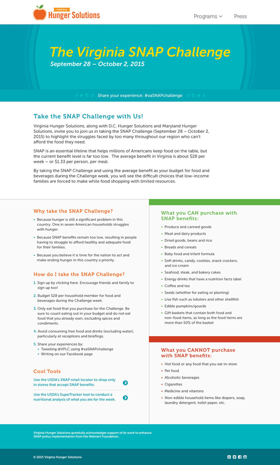 SNAP Challenge Page High-Fidelity Wireframe