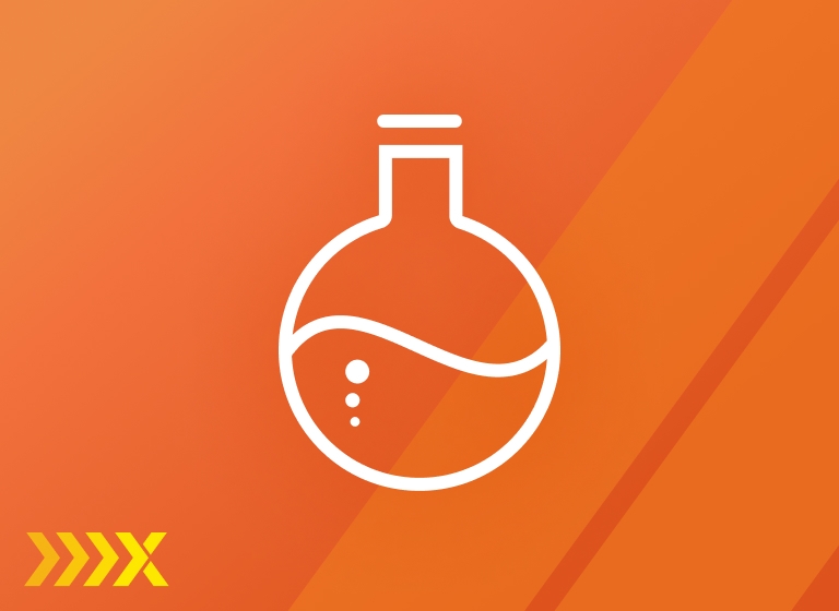 Xactly Innovate round-bottom flask logo