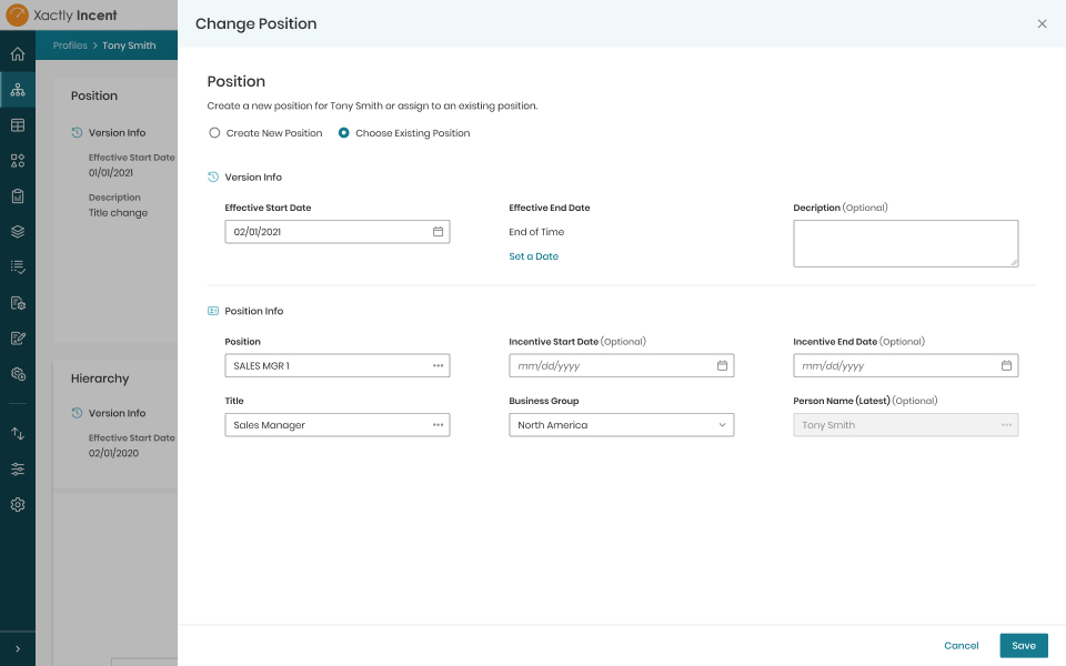 Choose existing position design