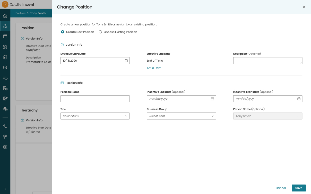 Create new position design